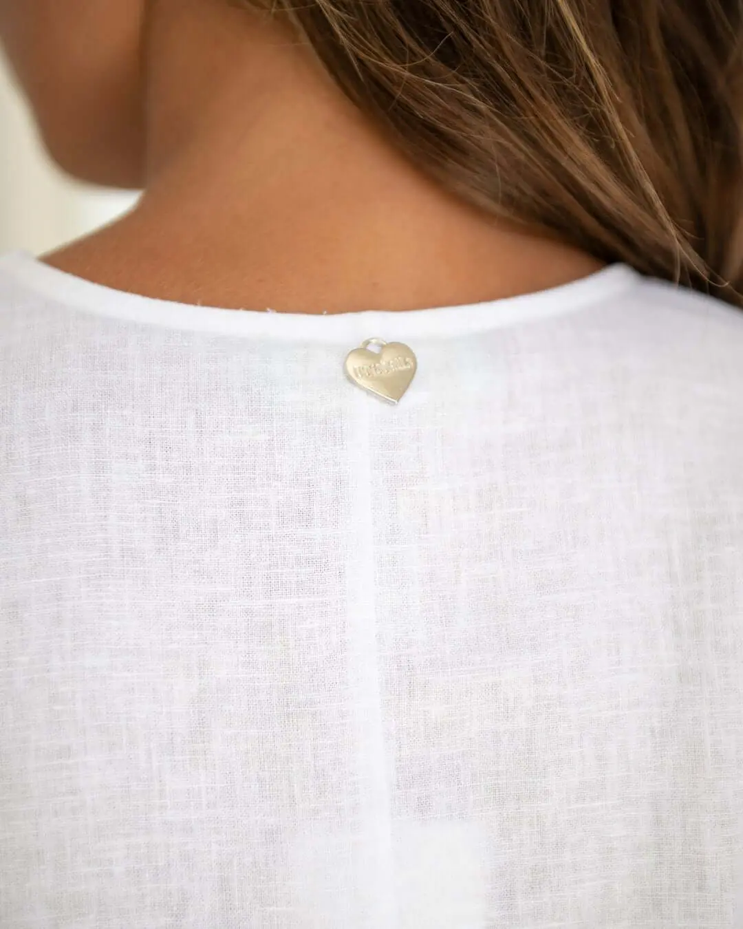 Blusa in misto lino tinta unita con bottoni e baciapiega OFF WHITE - Image 6