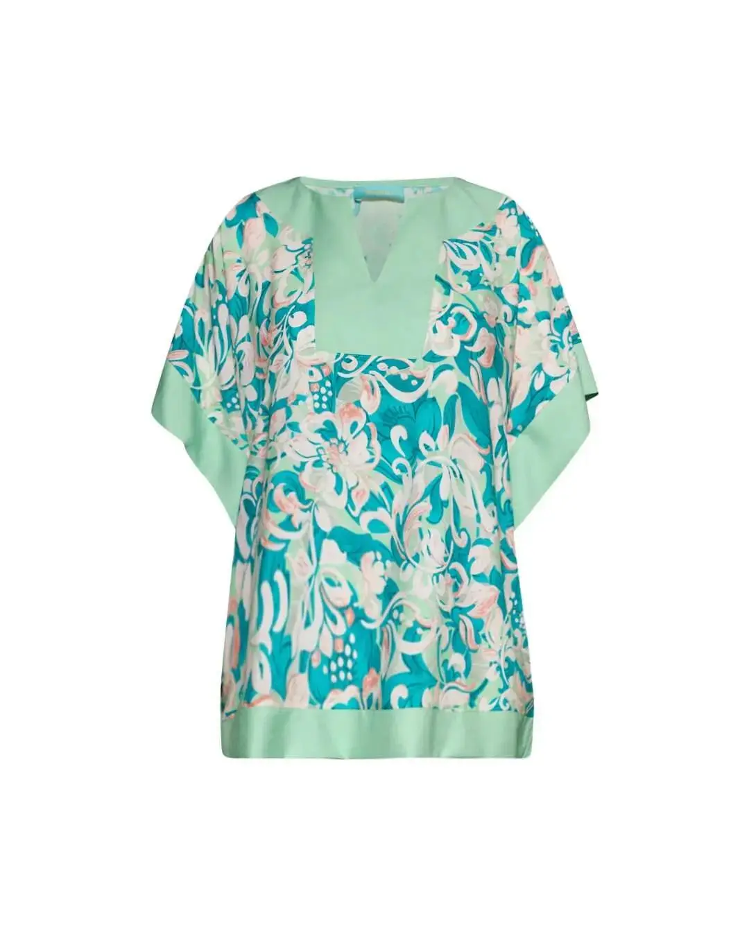 Completo in viscosa con blusa floreale e pantalone in tinta unita - Image 12