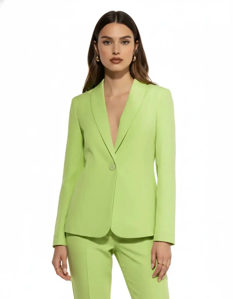 Blazer monopetto a manica lunga in cady elasticizzato tinta unita - Image 2