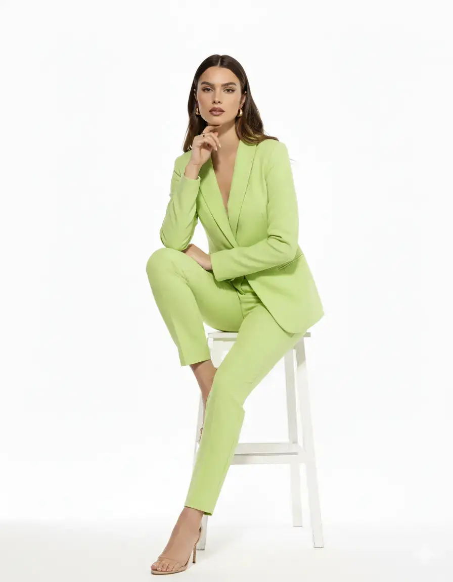 Blazer monopetto a manica lunga in cady elasticizzato tinta unita - Image 3