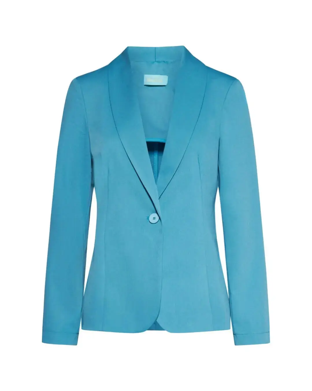 Blazer monopetto a manica lunga in cady elasticizzato tinta unita - Image 8