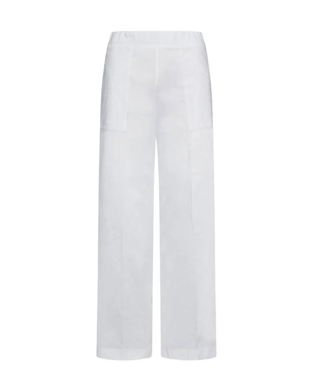 Pantalone con tasca ricamata in pizzo Sangallo BIANCO - Image 2