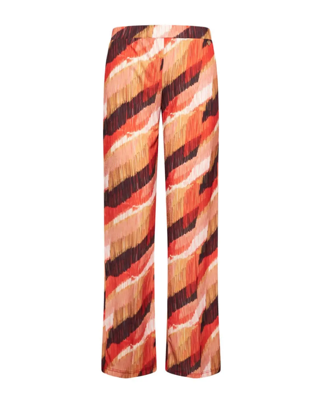 Pantalone zampetta in jersey elasticizzato con fantasia multicolore. ROSSO