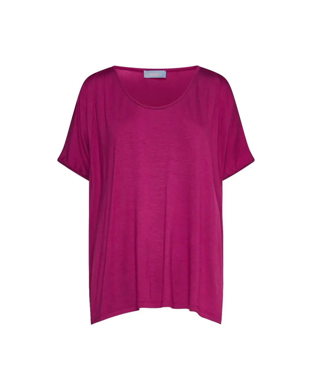 Maglia in filato di viscosa elasticizzata tinta unita con maniche kimono e orlo asimmetrico. CARDINALE - Image 2