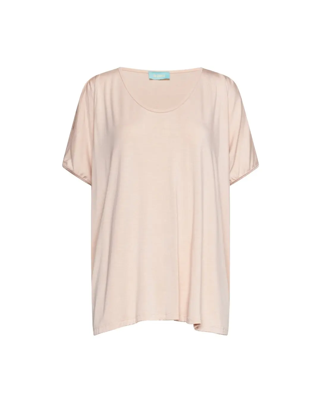 Maglia in filato di viscosa elasticizzata tinta unita con maniche kimono e orlo asimmetrico - Image 3