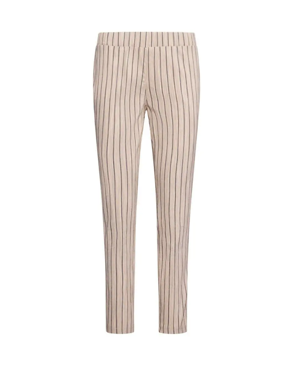 Pantalone skinny in misto cotone jacquard con fantasia a righe BEIGE-BLU - Image 2