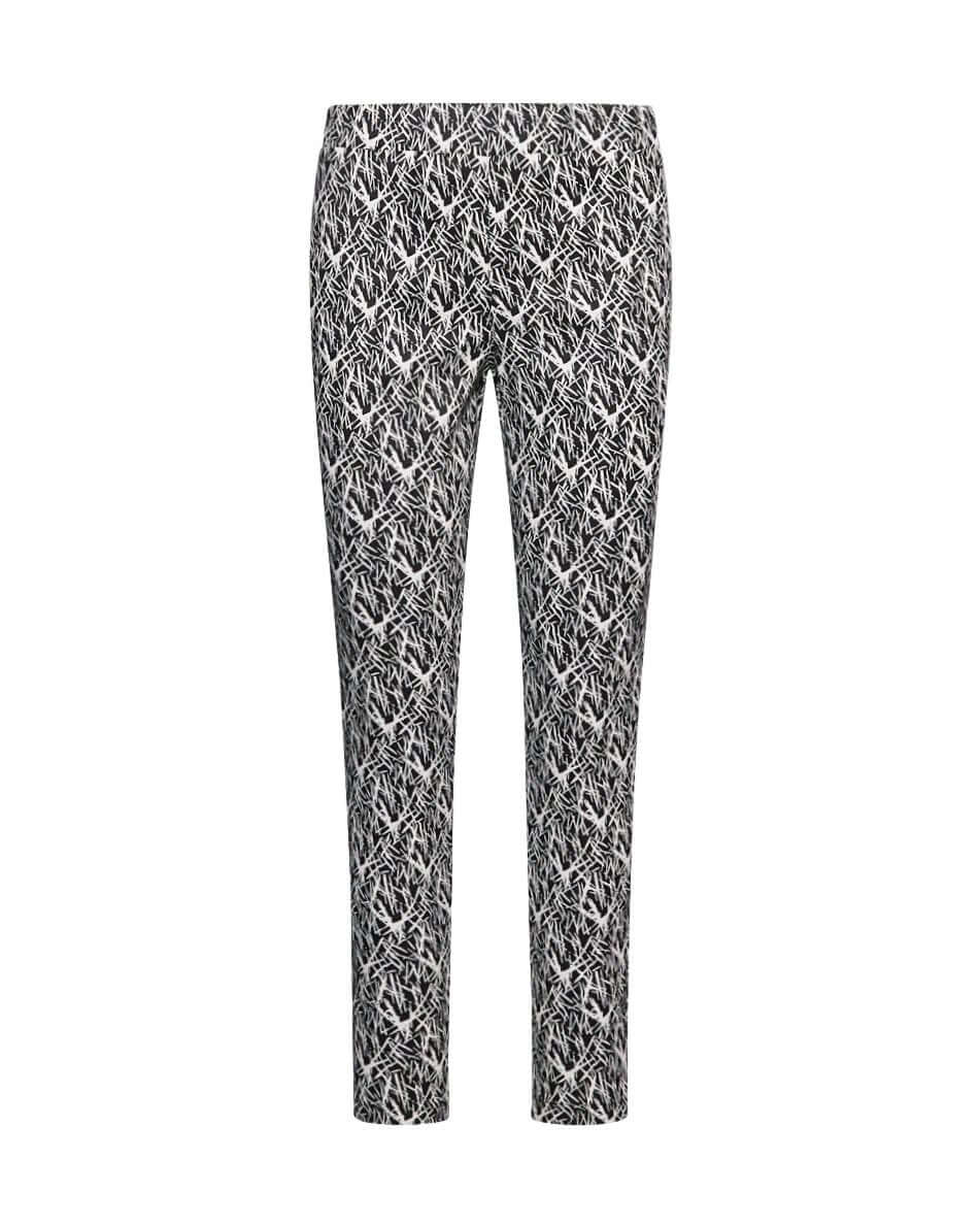 Pantalone skinny in misto cotone jacquard con fantasia a righe BIANCO-NERO - Image 3