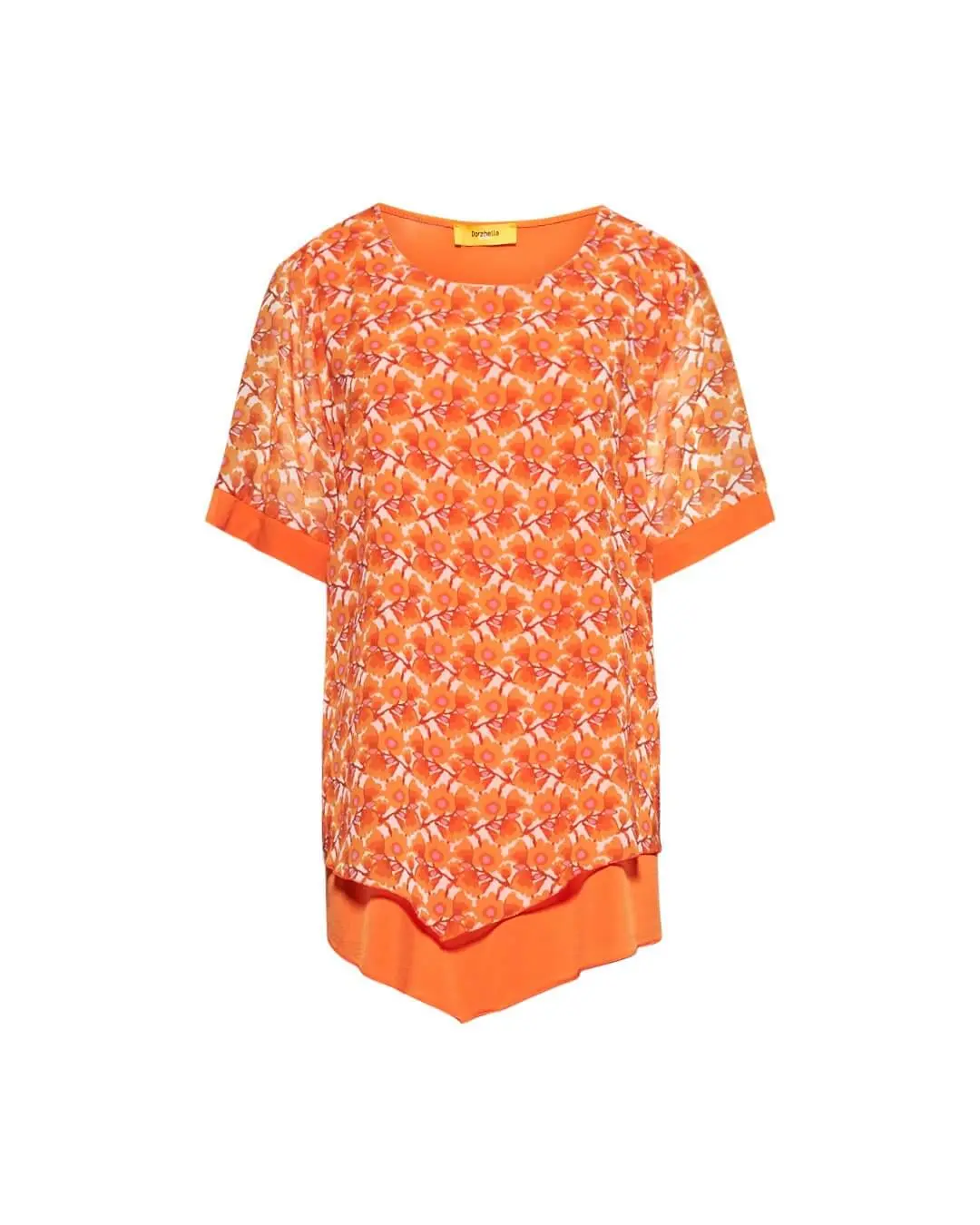 Casacca combinata in georgette con fantasia multicolore e jersey elasticizzato tinta unita. ARANCIO - Image 2