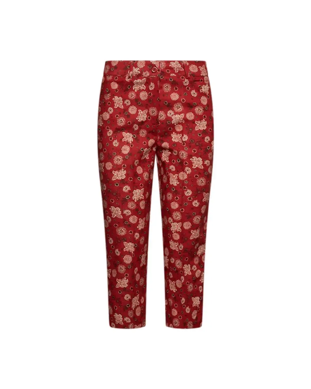 Pinocchietto in tela di cotone jacquard con fantasia floreale. COCCIO