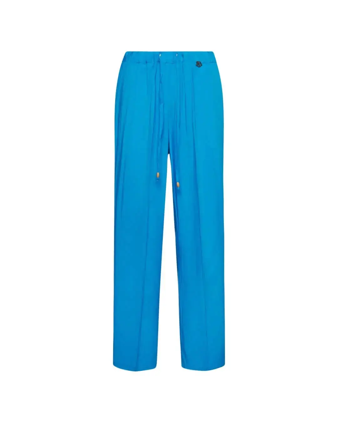 Pantalone morbido a gamba dritta in twill di viscosa tinta unita con coulisse in vita. TURCHESE