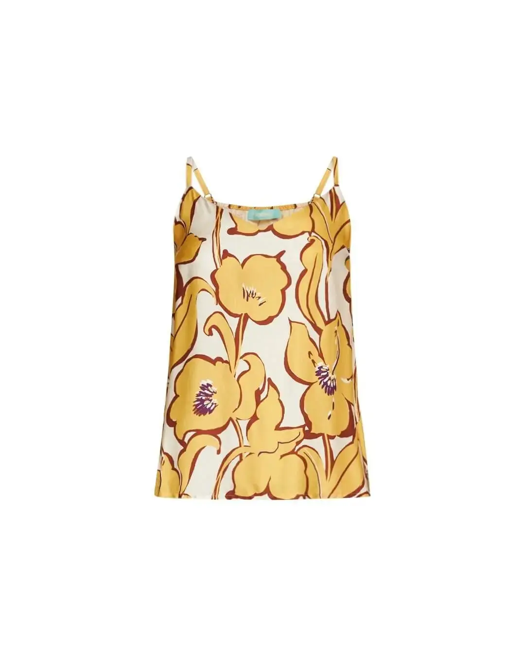 Top con spalline sottili in viscosa lucida con fantasia floreale. OCRA