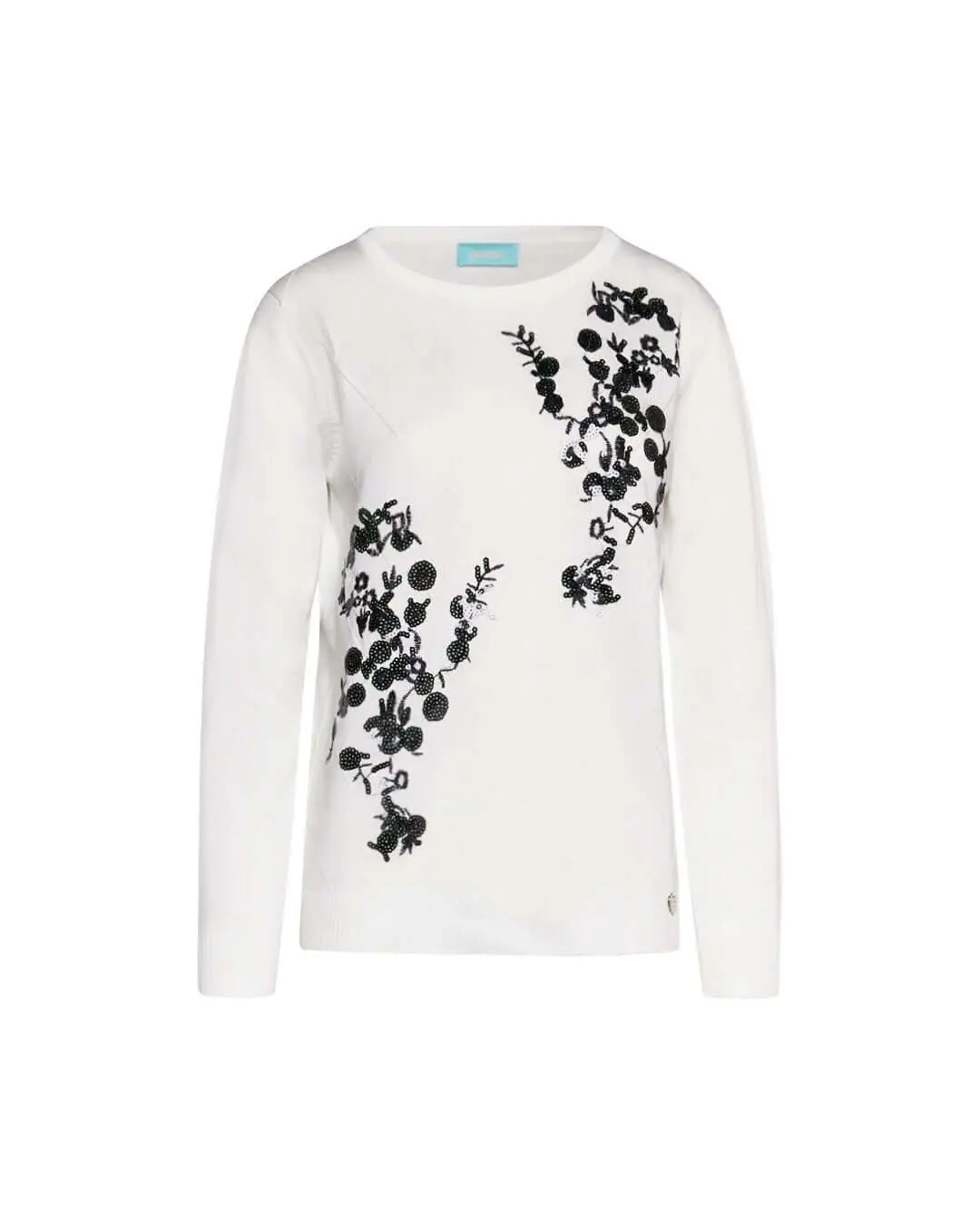 Maglia a girocollo con ricami frontali in paillettes OFF WHITE - Image 2
