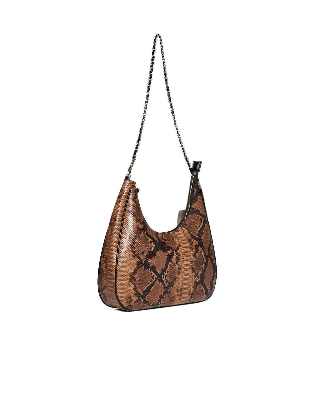 Hobo bag in ecopelle spalmata pitonata con tracolla e zip ANIMALIER