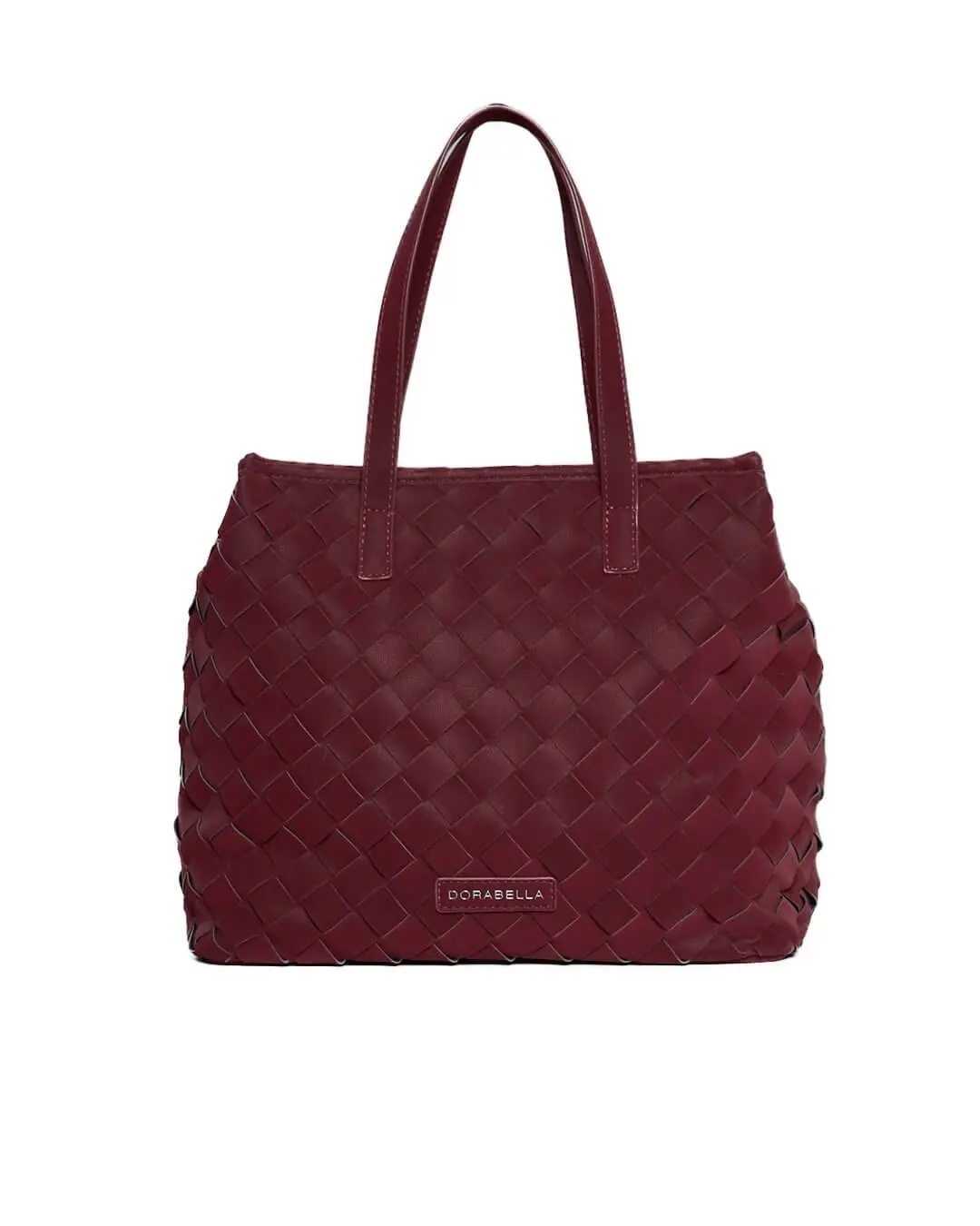Borsa a mano in ecopelle intrecciata BURGUNDY