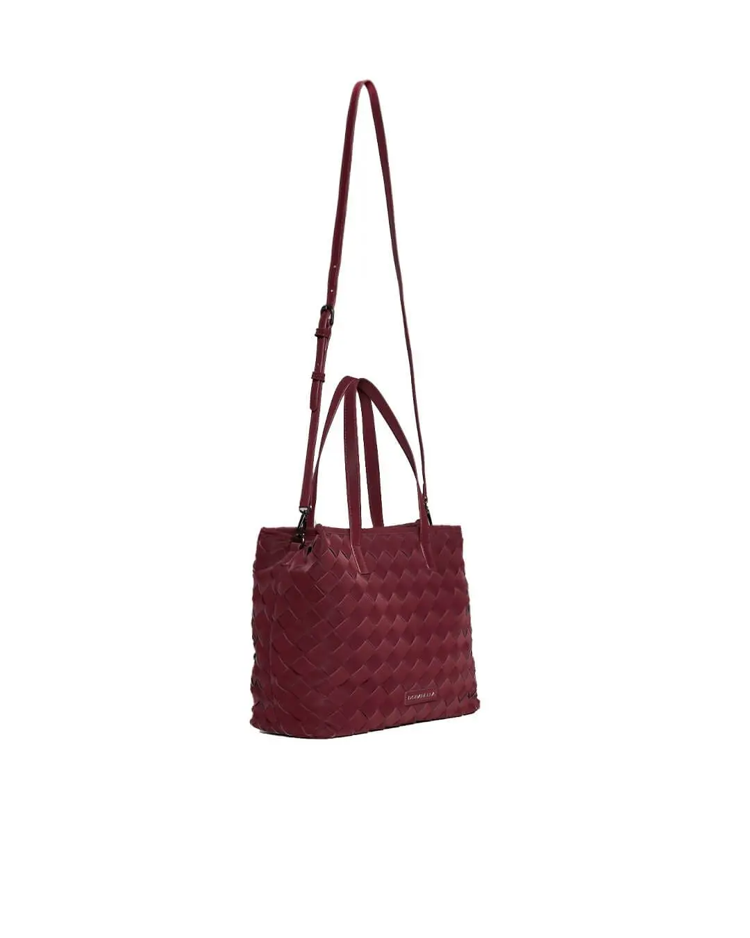 Borsa a mano in ecopelle intrecciata BURGUNDY - Image 3