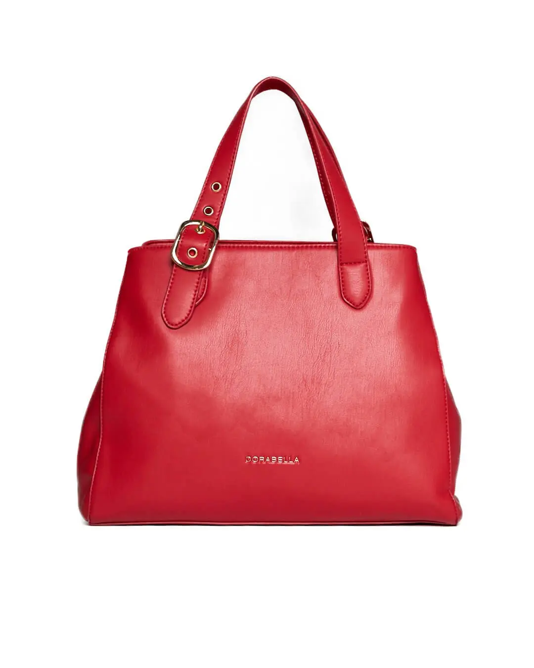 Borsa a mano ecopelle liscia con tracolla rimovibile ROSSO