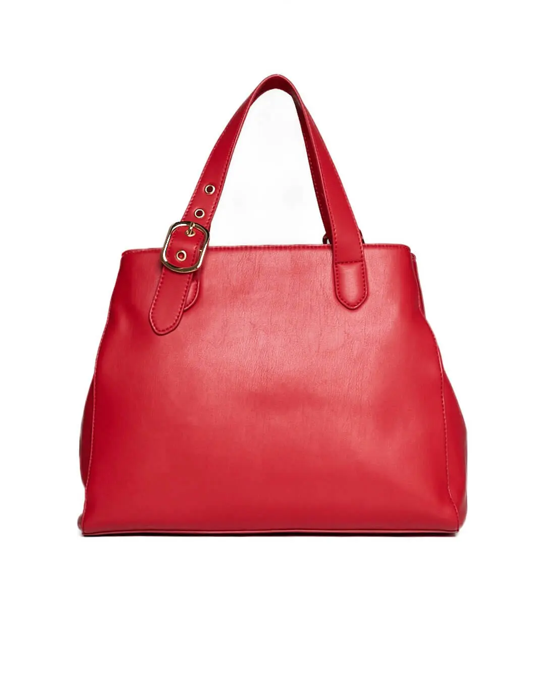 Borsa a mano ecopelle liscia con tracolla rimovibile ROSSO - Image 2