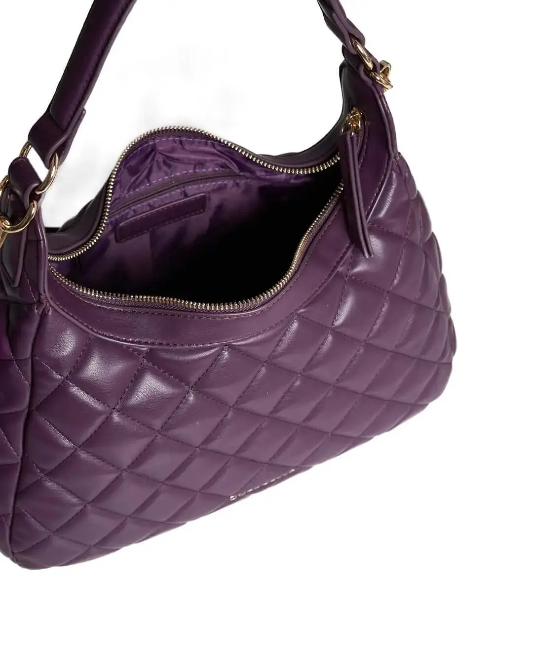 Hobo bag in ecopelle trapuntata PRUGNA - Image 3