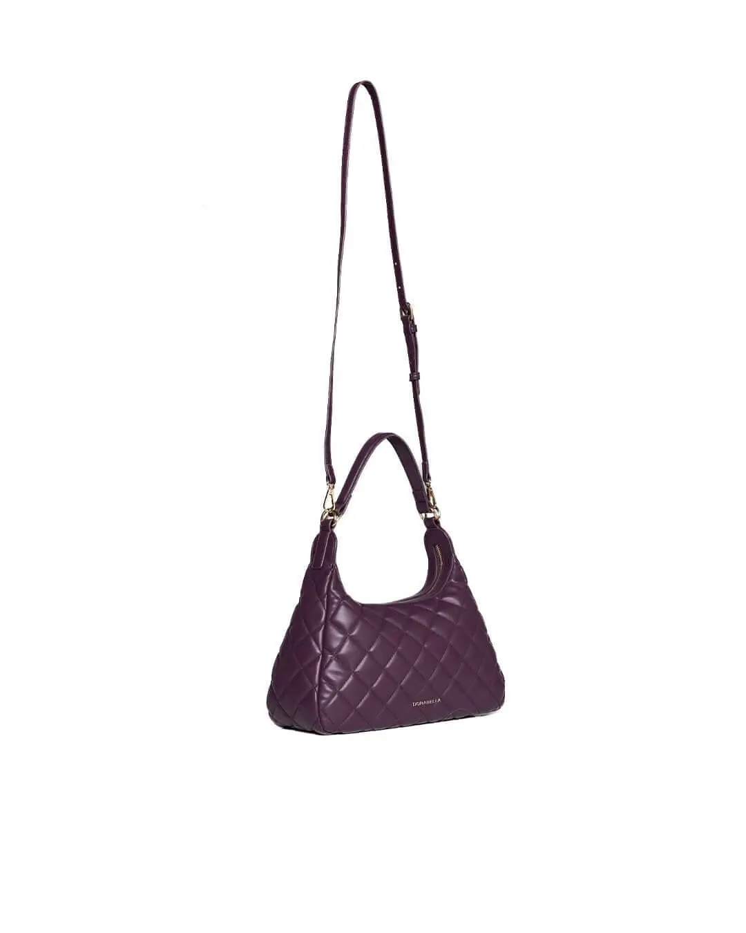 Hobo bag in ecopelle trapuntata PRUGNA - Image 4