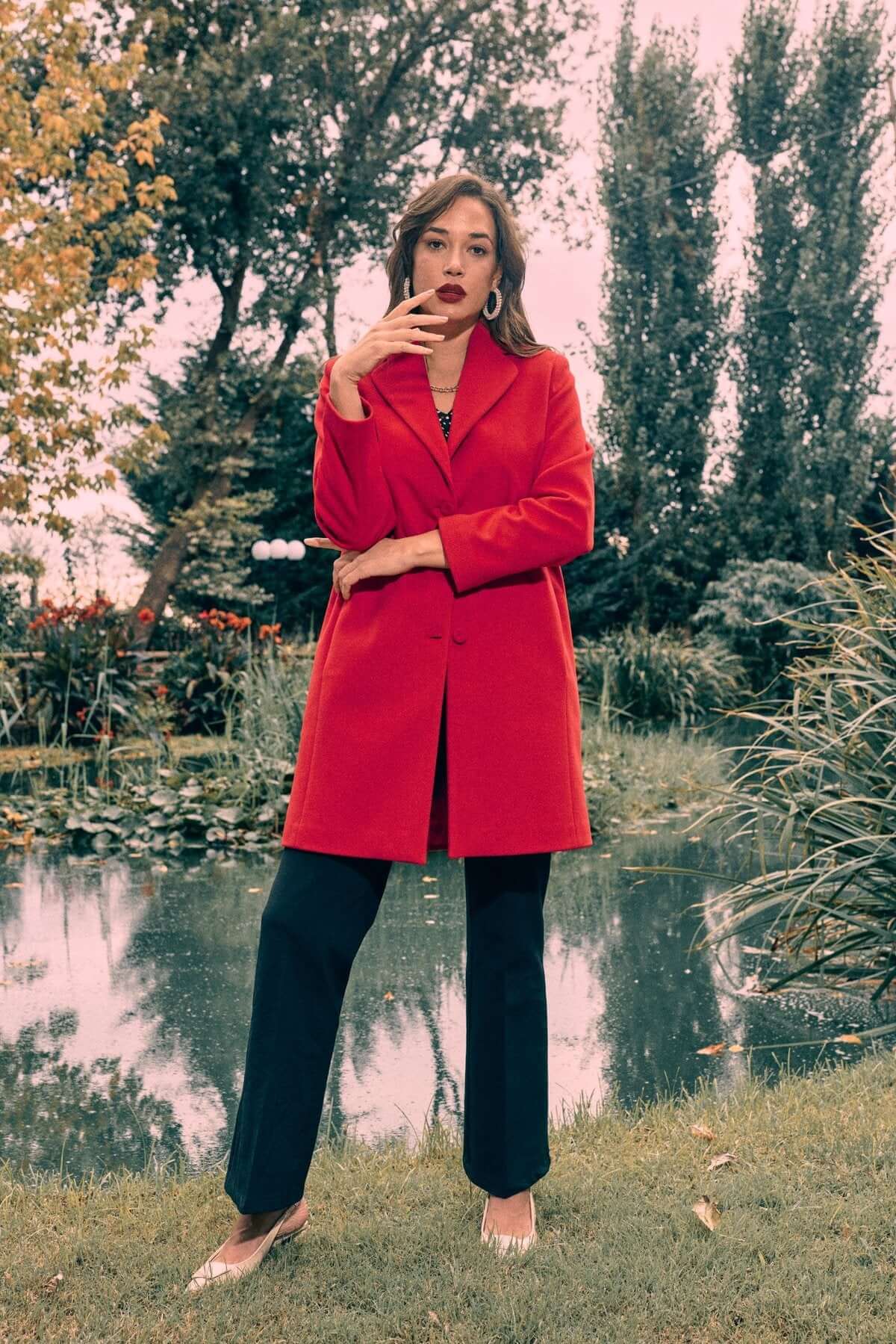 Cappotto midi monopetto con bottoni - Image 3