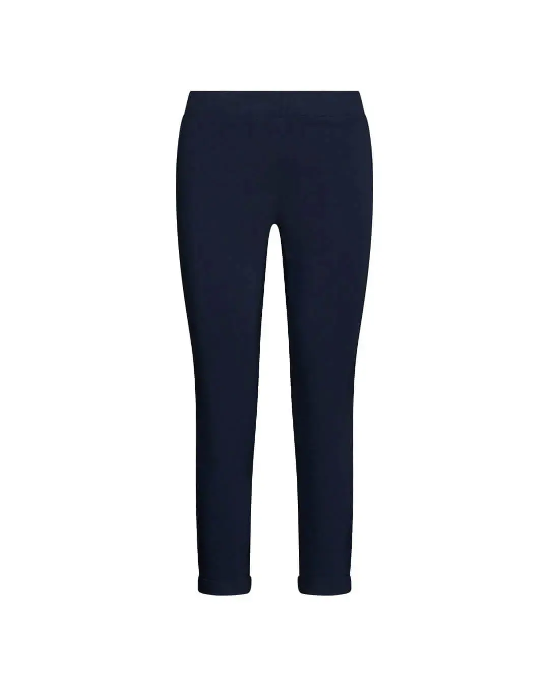 Pantalone skinny capri in twill di misto viscosa elasticizzata tinta unita con tasche all’american BLU