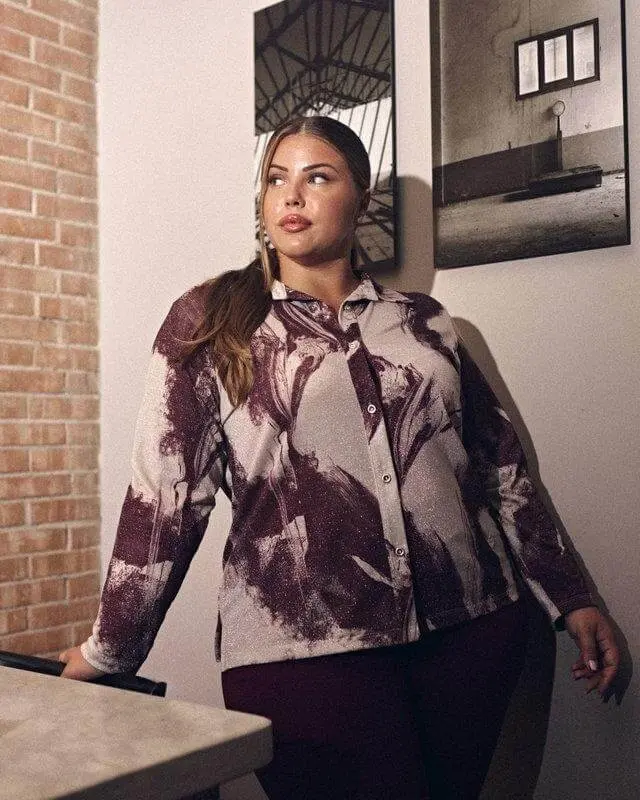 Camicia in tessuto lurex con motivo fantasia VINO
