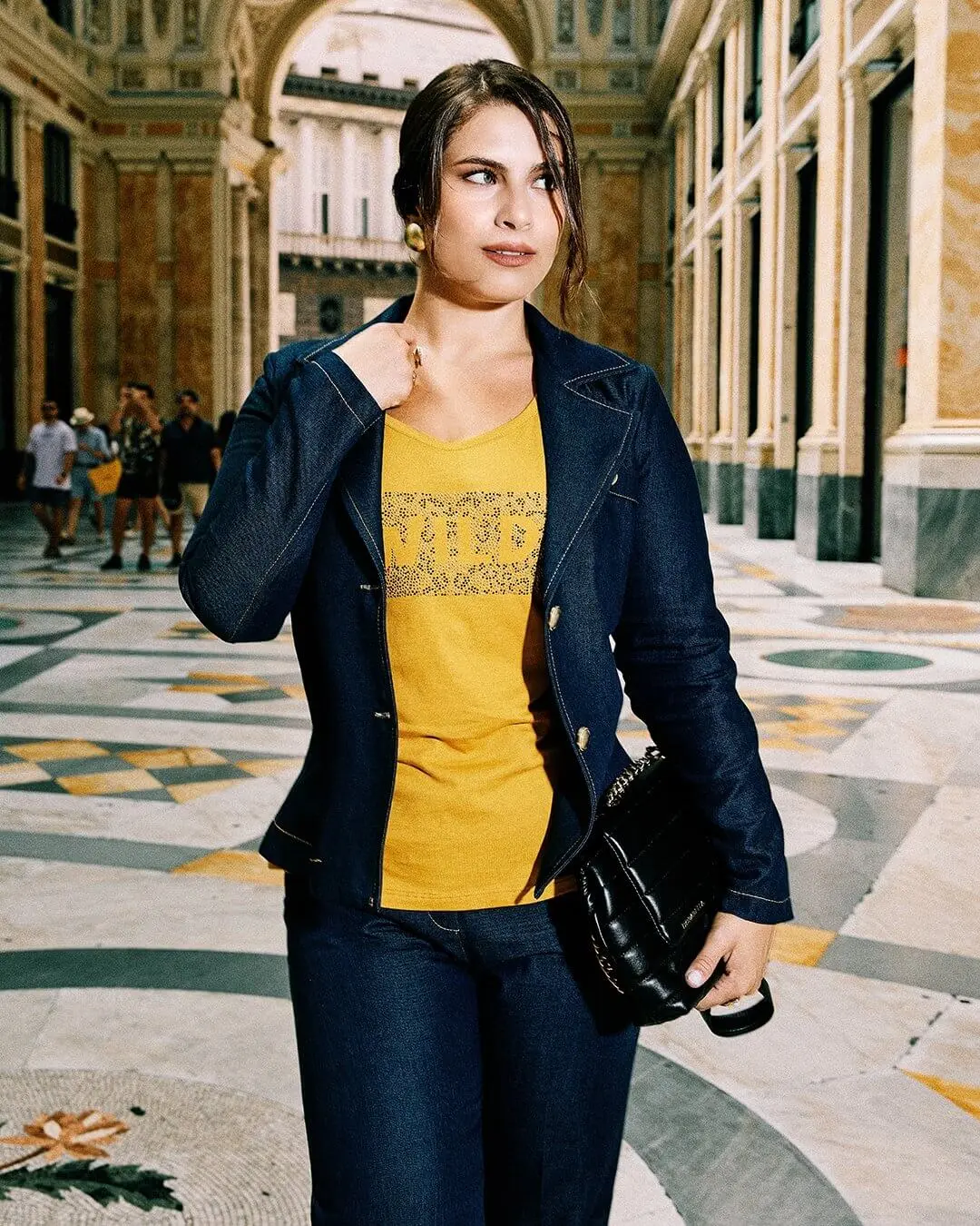 T-shirt jersey cotone animalier con strass SENAPE - Image 2