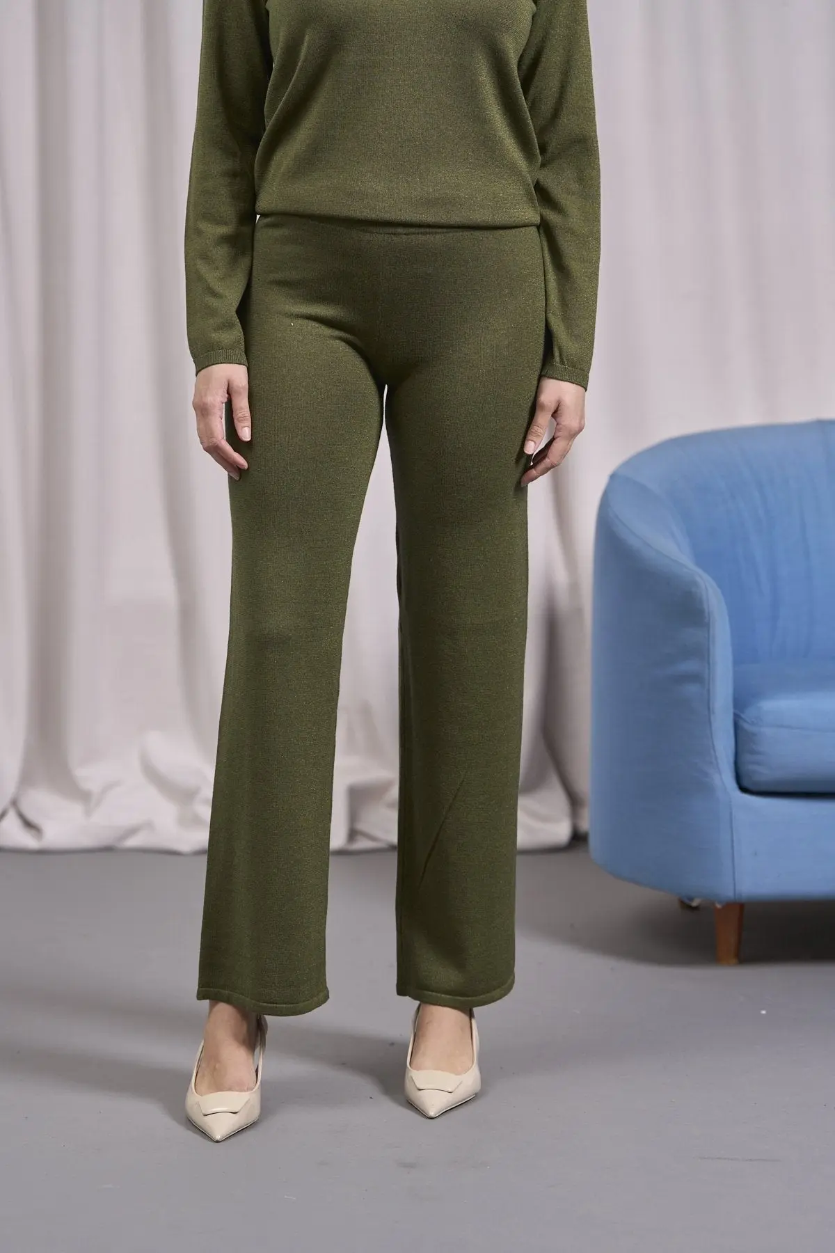 Pantalone in lurex con vita elastica OLIVA