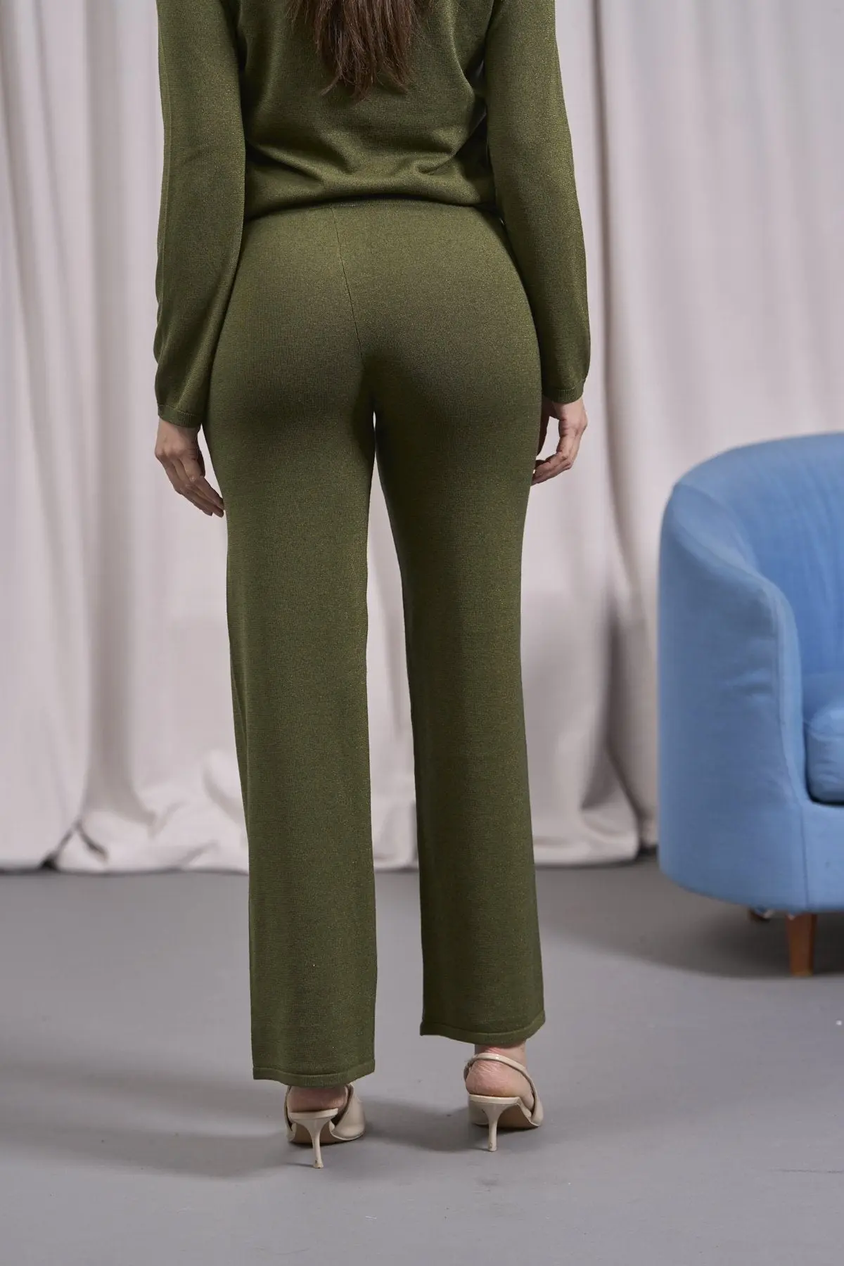 Pantalone in lurex con vita elastica OLIVA - Image 4