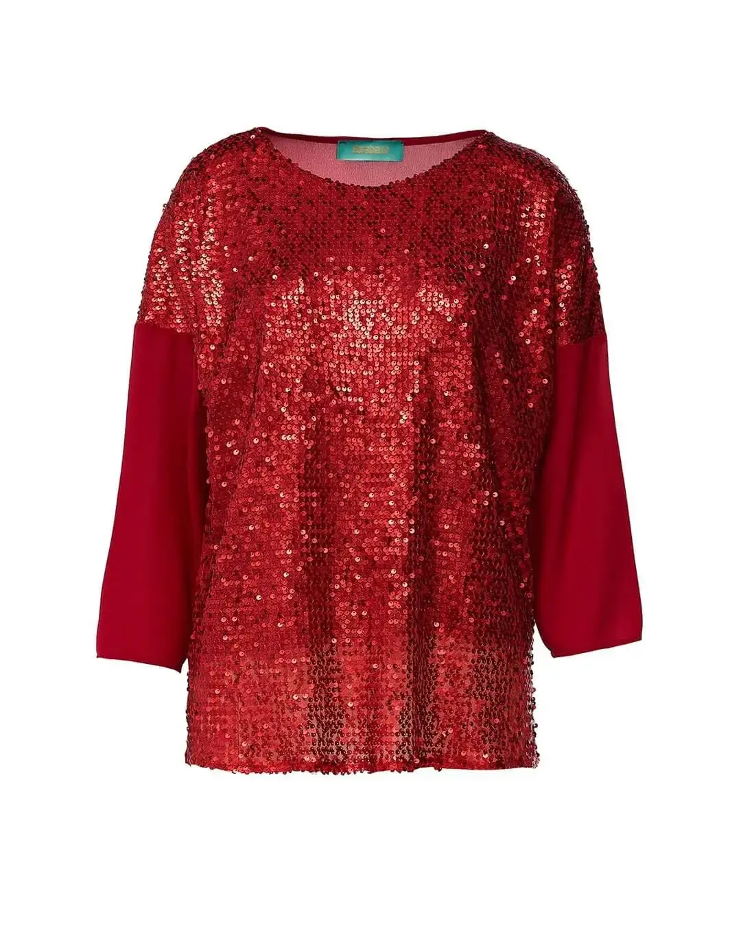 Blusa in georgette e paillettes ROSSO
