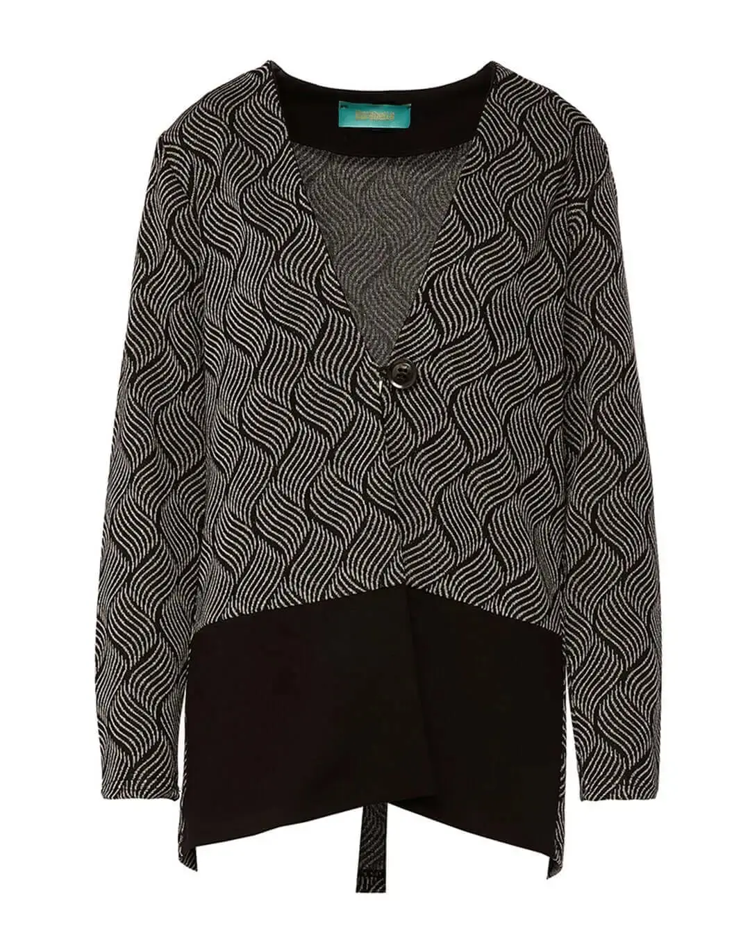 Cardigan monopetto in jacquard lurex NERO