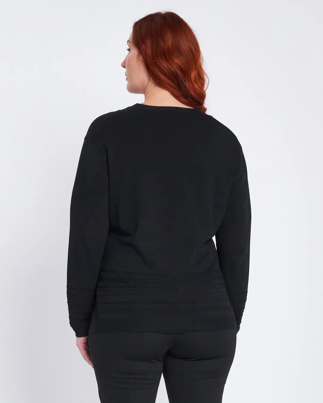Cardigan con bottoni e trafori sul fondo NERO - Image 4