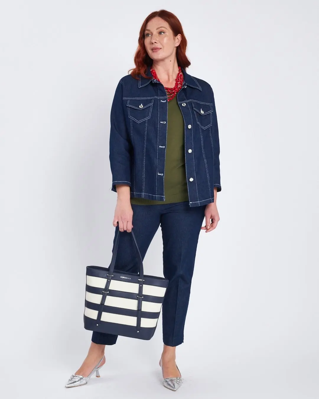 Maglia con manica kimono e intarsi sulle spalle MILITARE - Image 5