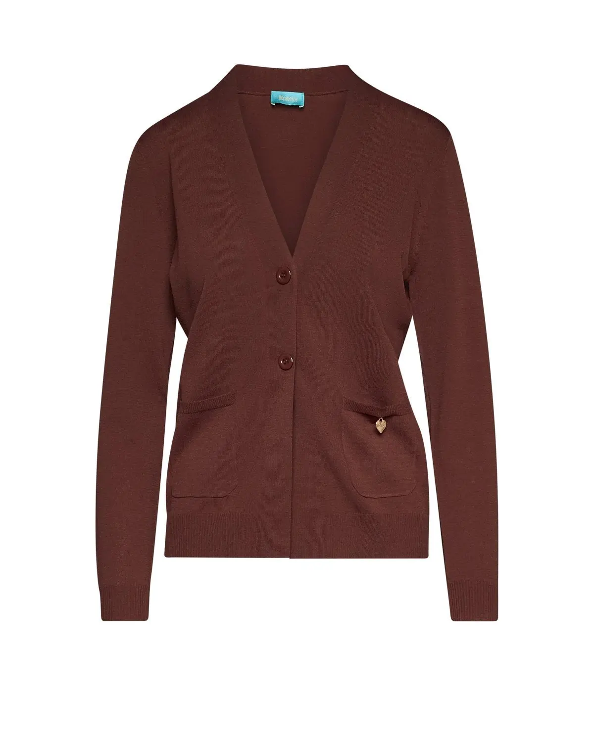 Cardigan a scollo a V con bottoni e tasche CACAO - Image 2
