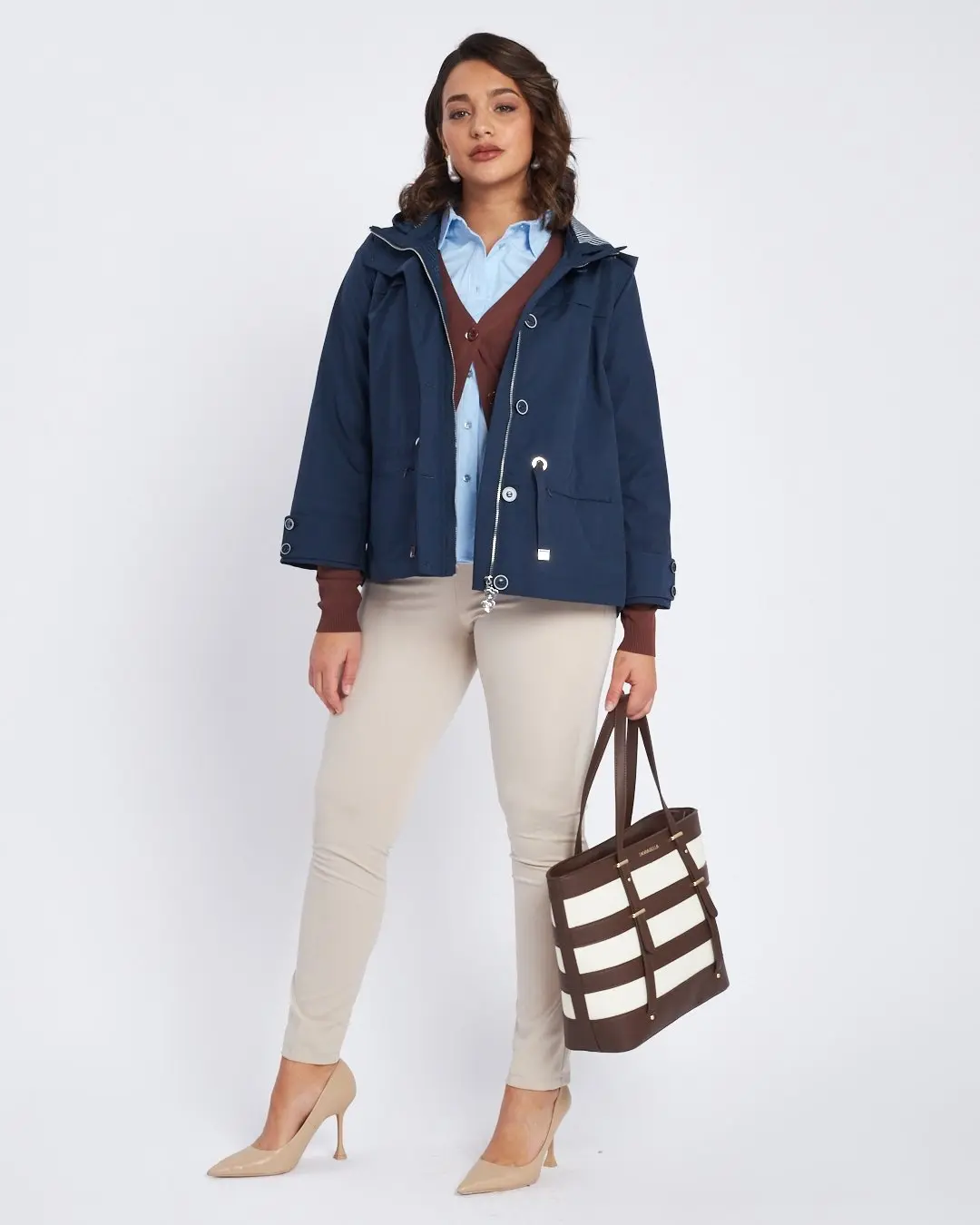 Cardigan a scollo a V con bottoni e tasche CACAO - Image 5