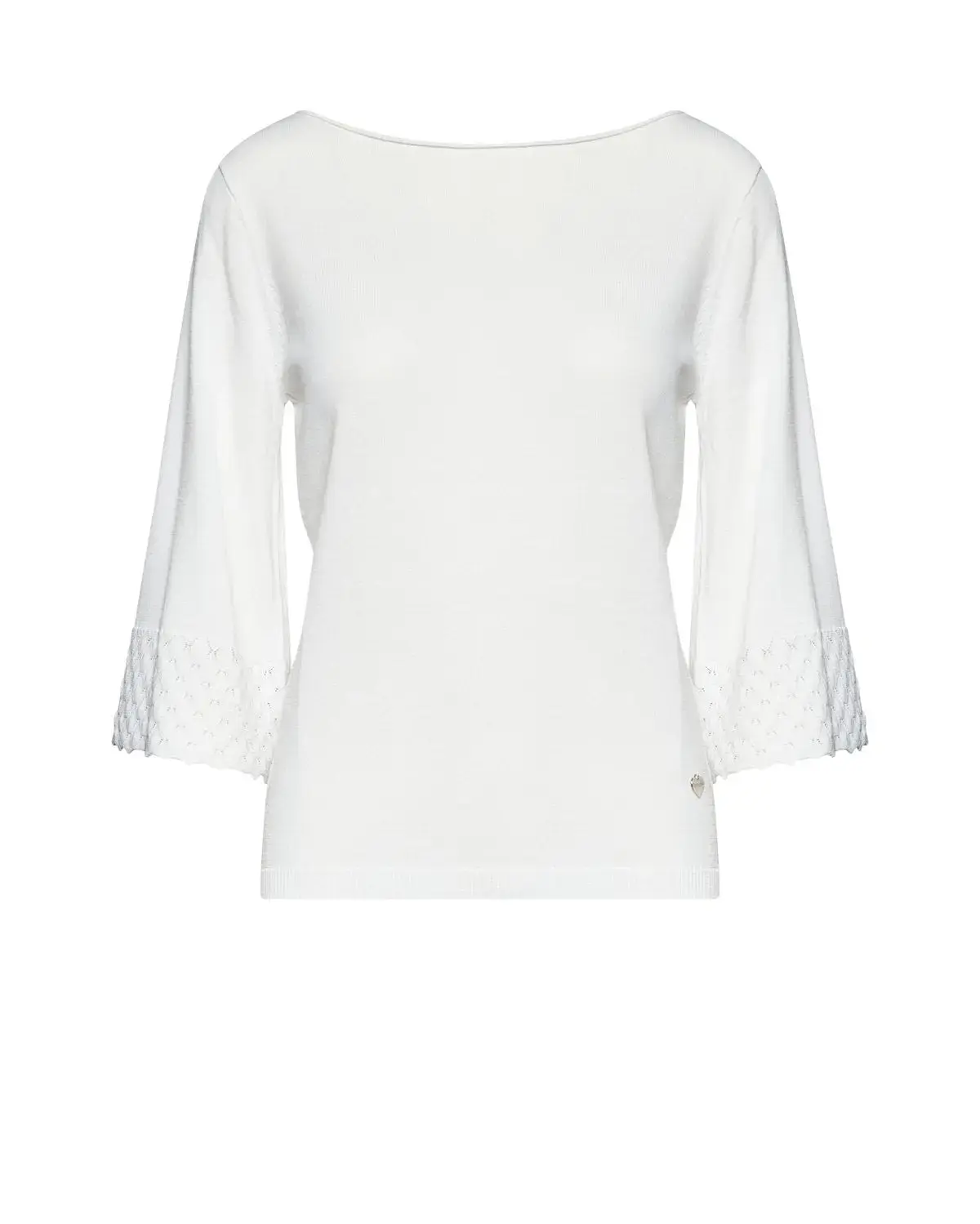 Maglia con scollo a barca e manica 3/4 BIANCO