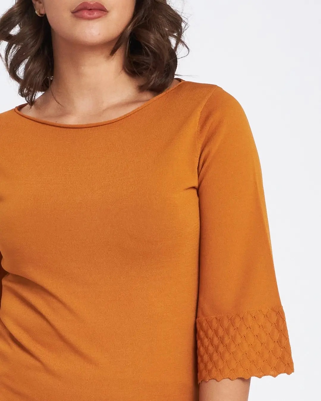 Maglia con scollo a barca e manica 3/4 CURCUMA - Image 3