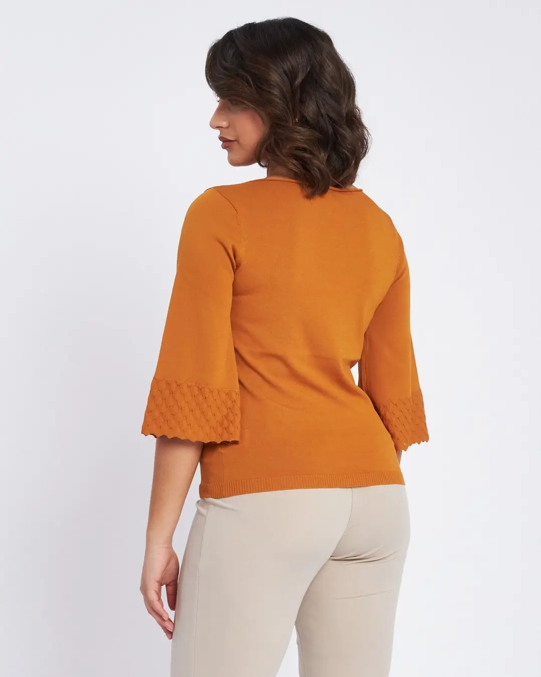 Maglia con scollo a barca e manica 3/4 CURCUMA - Image 4