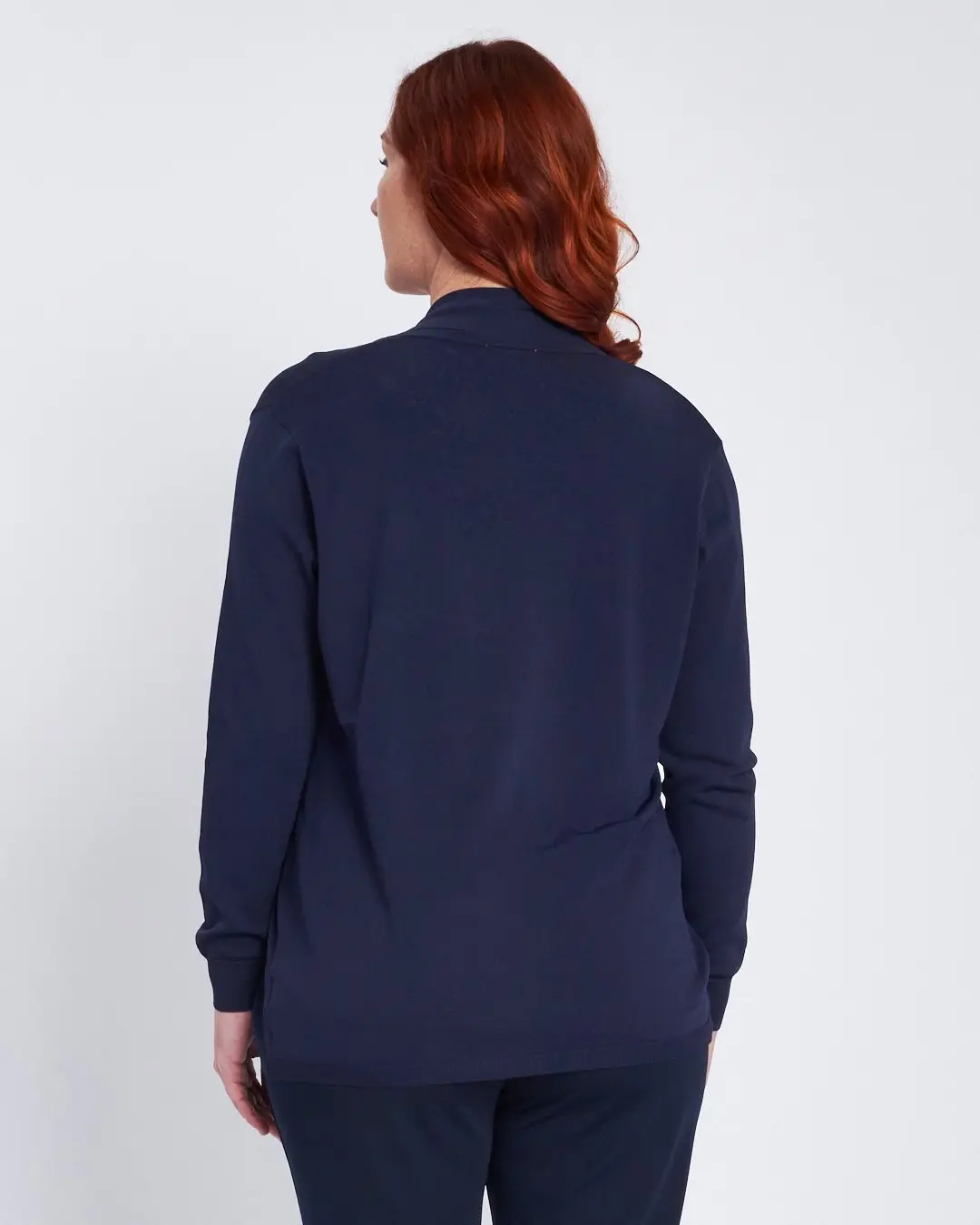 Cardigan con collo sciallato e bordi a costine BLU - Image 4