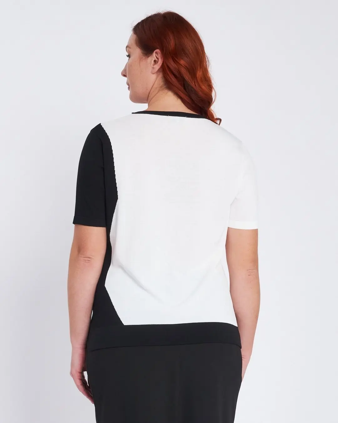 Maglia girocollo con pois e inserti a contrasto BIANCO - Image 4