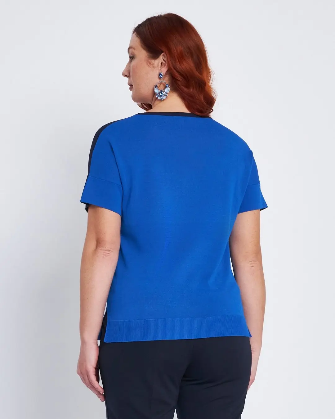Maglia girocollo con intarsi a 3 colori ROYAL BLUE - Image 4