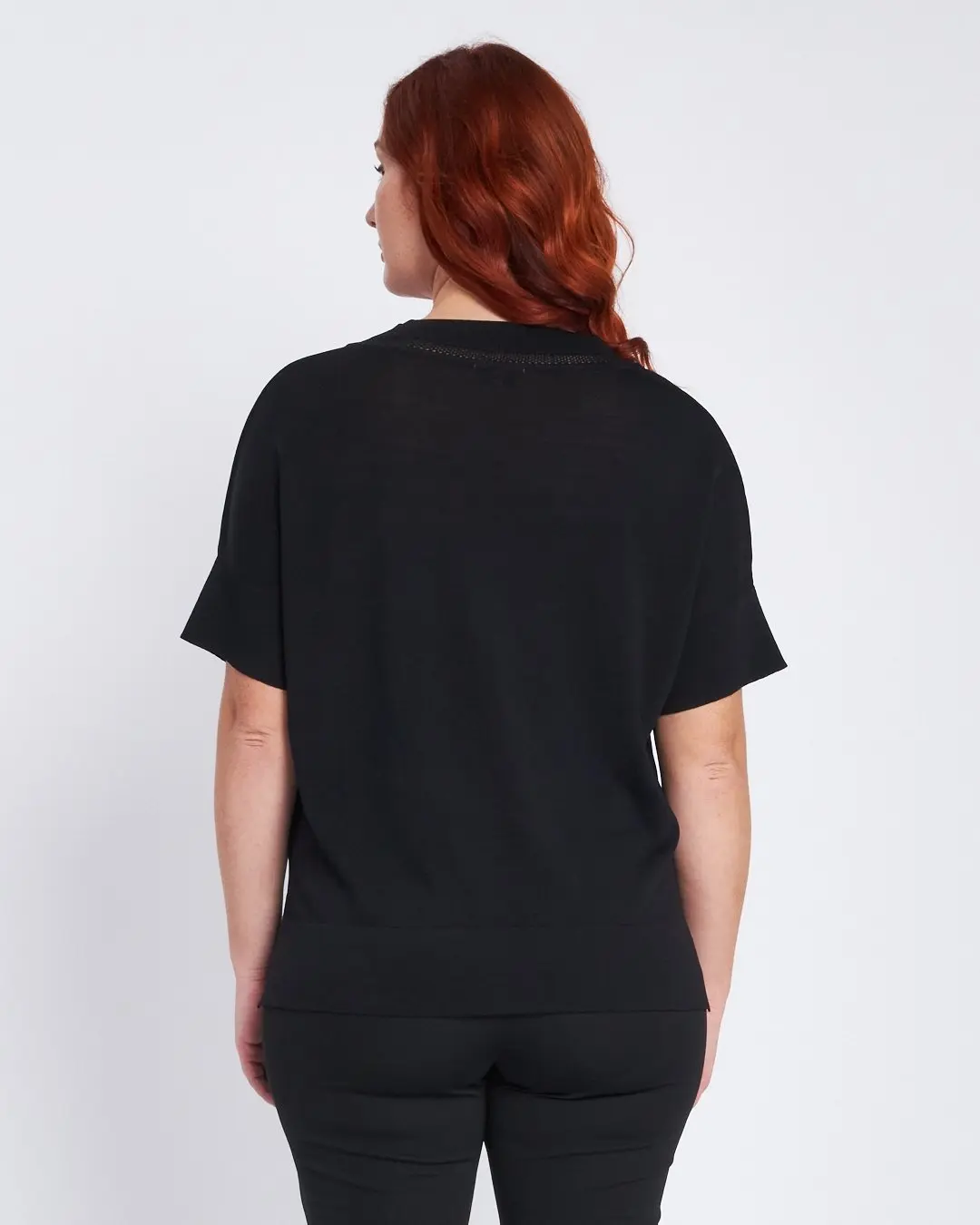 Maglia scollo a V con intarsio basket NERO - Image 3