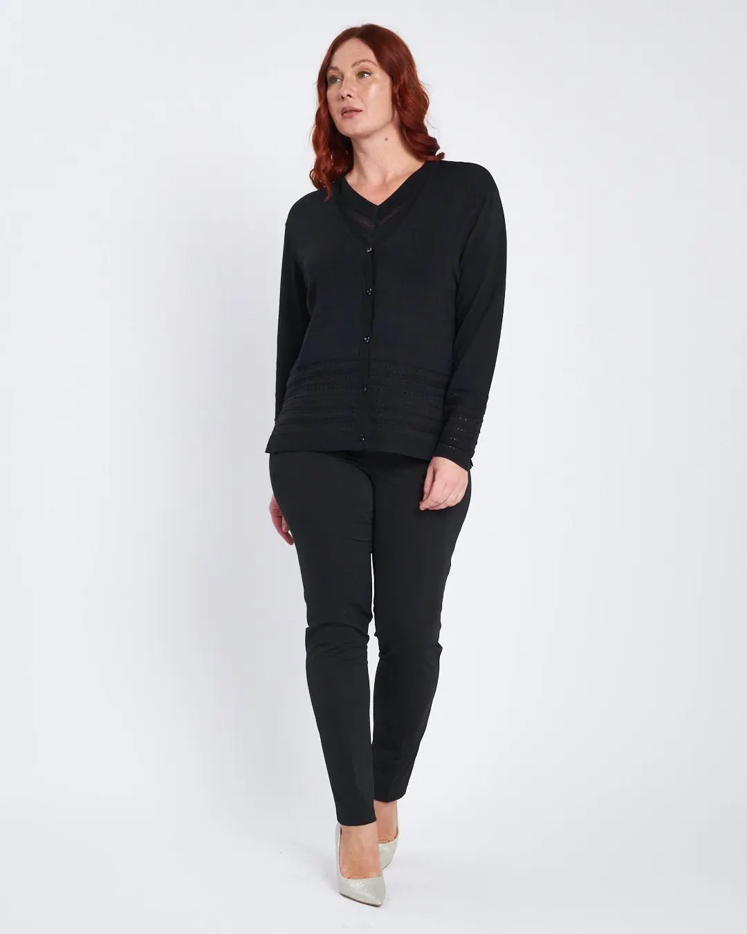Maglia scollo a V con intarsio basket NERO - Image 4