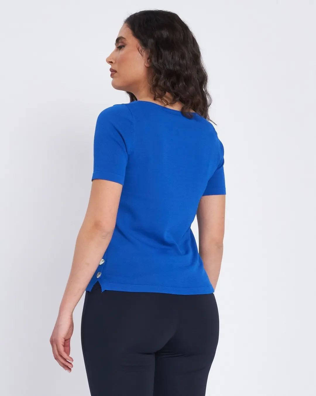 Maglia girocollo con spacchi e bottoni laterali ROYAL BLUE - Image 4