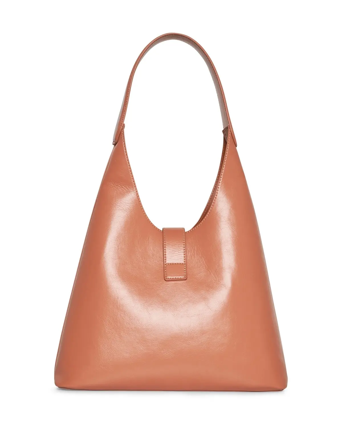 Hobo bag in ecopelle con fibbia oro light COGNAC - Image 3
