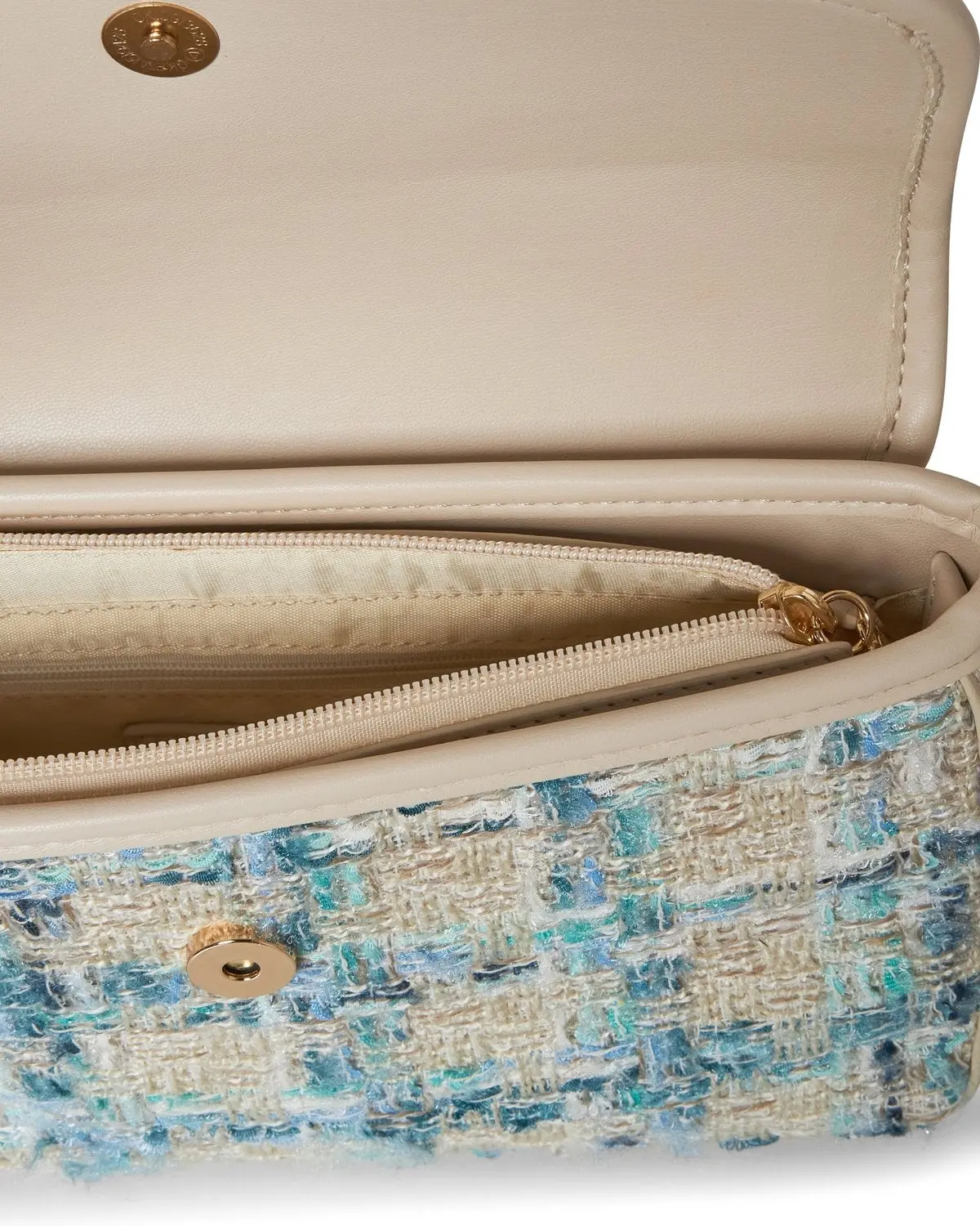 Mini baguette in tweed con tracolla BEIGE - Image 4