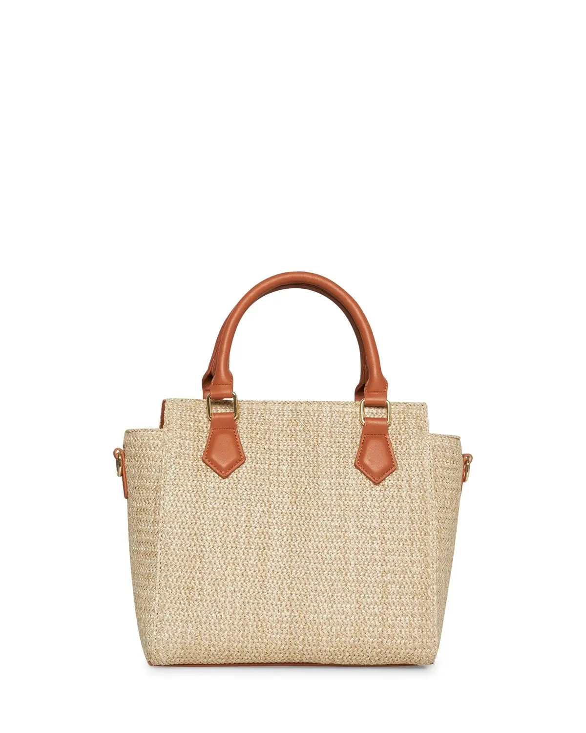 Borsa in raffia con inserti in ecopelle CUOIO - Image 3