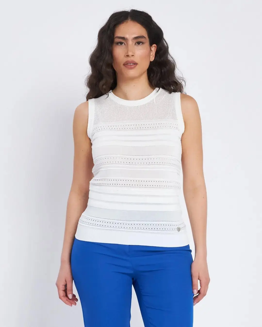 Maglia giromaniche con nervures e trafori BIANCO - Image 2
