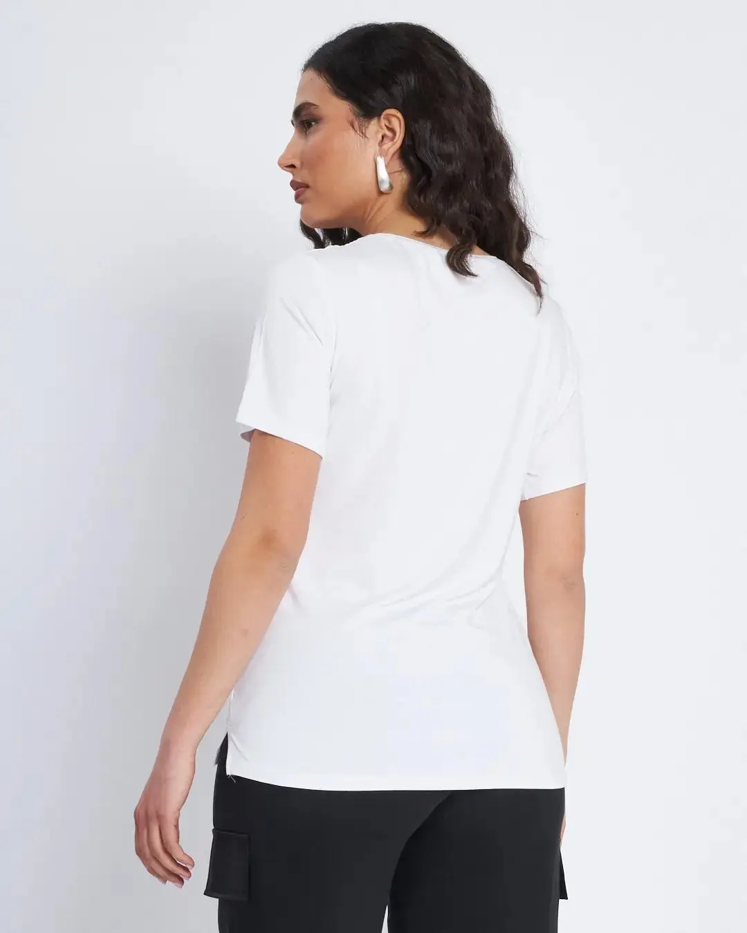 T-shirt con ricamo paillettes animalier BIANCO - Image 5