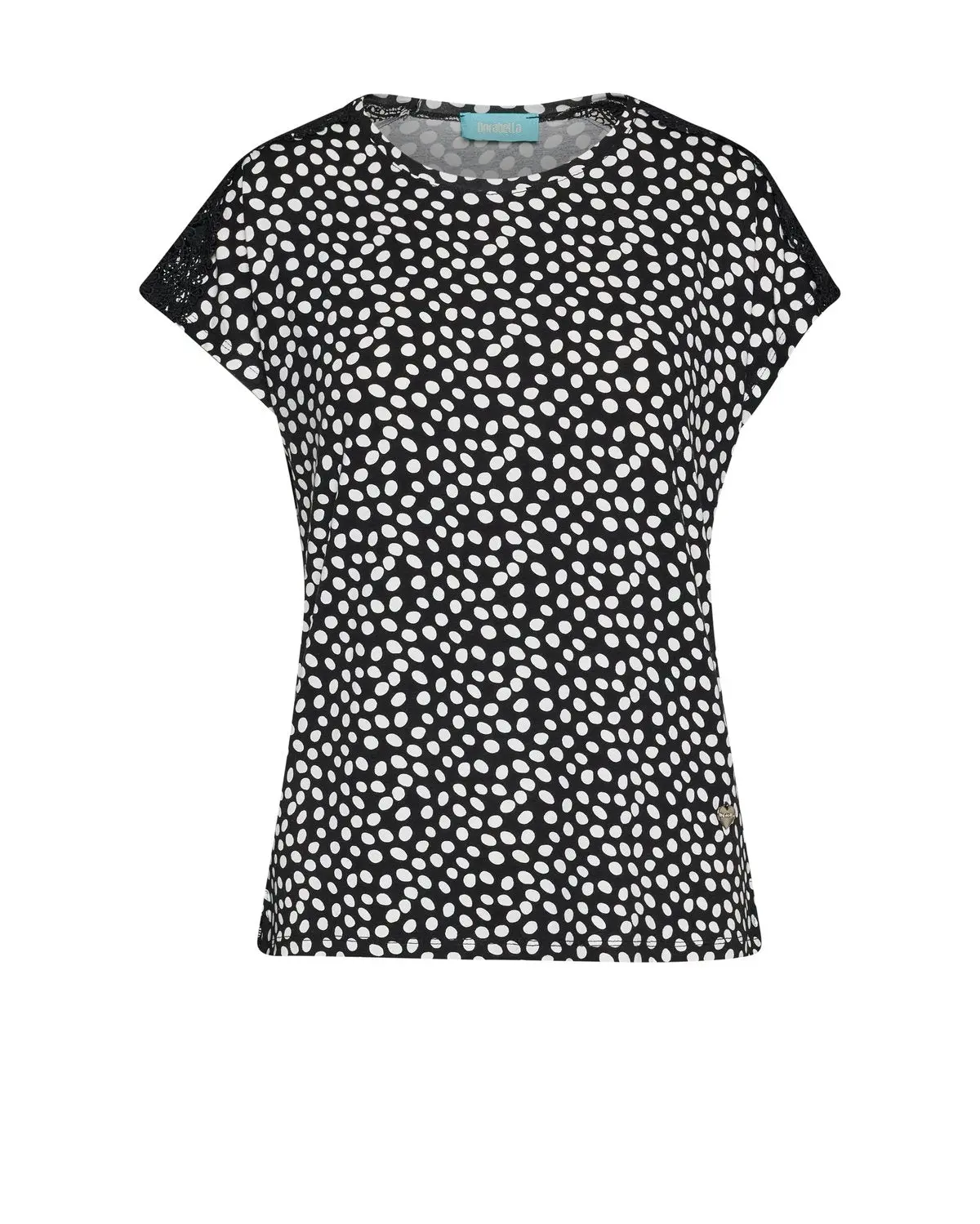 T-shirt con inserto a carre' sulle spalle NERO - Image 2